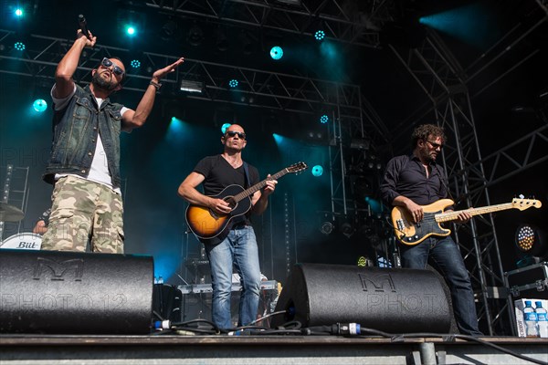 The swiss rapper and musician Marco Bliggensdorfer alias Bligg live at the 26th Heitere Open Air in Zofingen