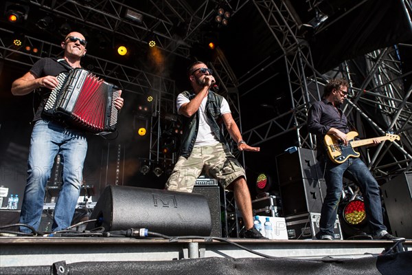 The swiss rapper and musician Marco Bliggensdorfer alias Bligg live at the 26th Heitere Open Air in Zofingen