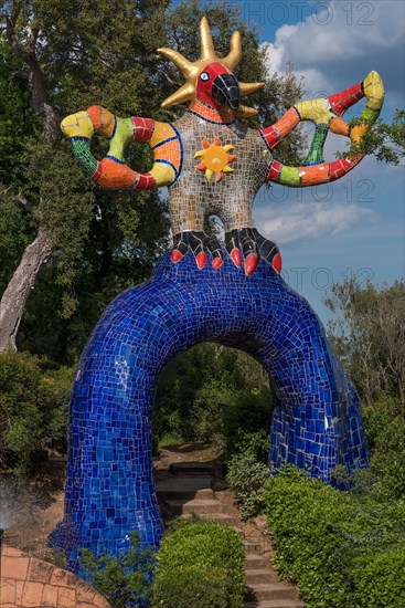 Colorful sculpture in the Giardino dei Tarocchi or Garden of the Tarot