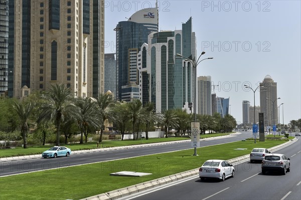 Al Corniche Street and skyscrapers in Doha
