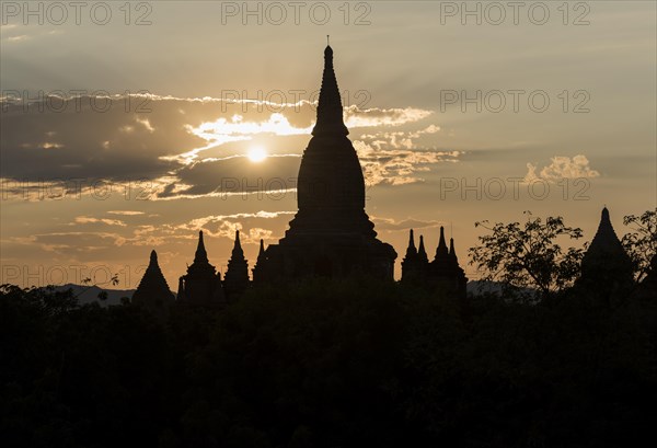 Sunset over temples of Bagan