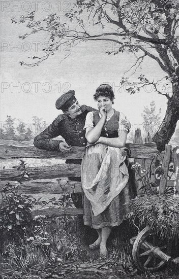 Young couple in love in the country