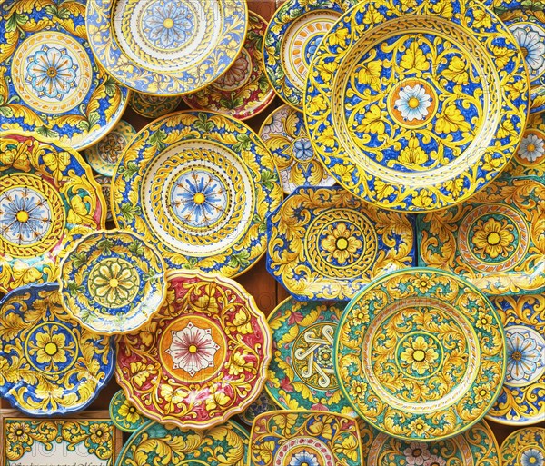 Traditional painted plates and pottery
