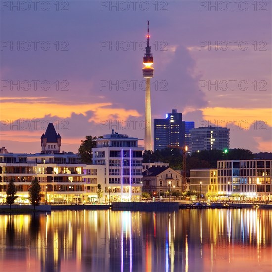Phoenix Lake with the Florian Tower at dusk