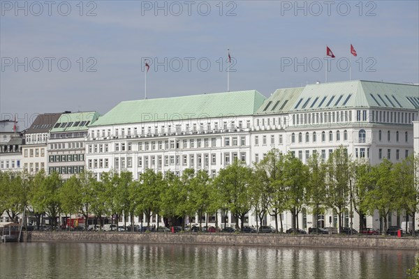 Inner Alster Lake with Jungfernstieg and Hotel Vier Jahreszeiten