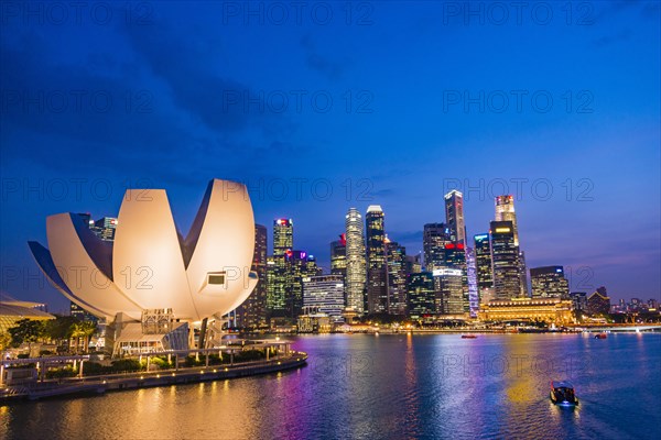ArtScience Museum and skyline at dusk