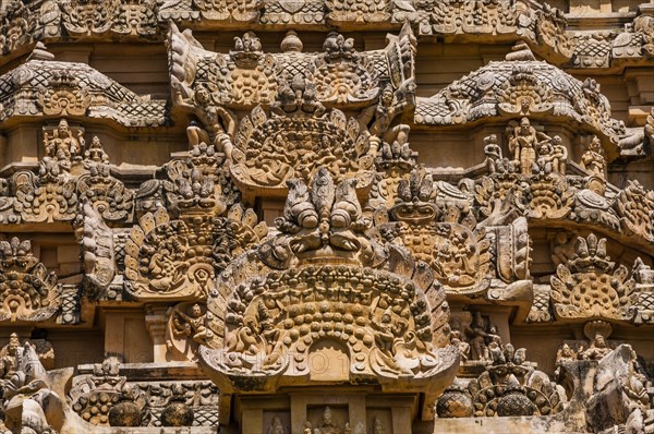 Decorated facade of Brihadeshwara temple at historical site Gangaikonda Cholapuram