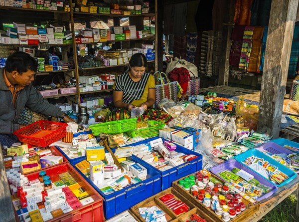 Market stall with medicine