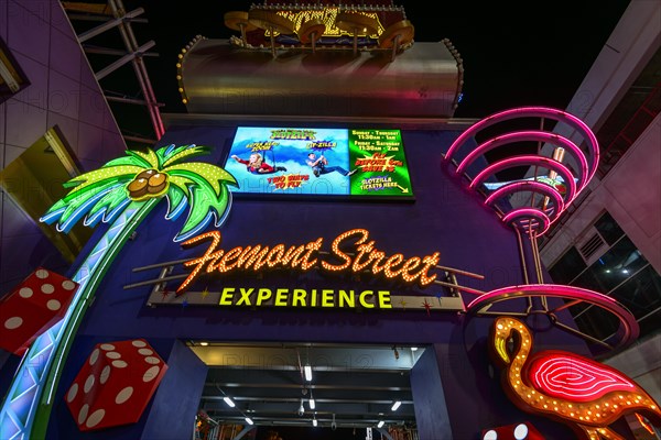 Neon neon signs at the Fremont Street Experience in old Las Vegas