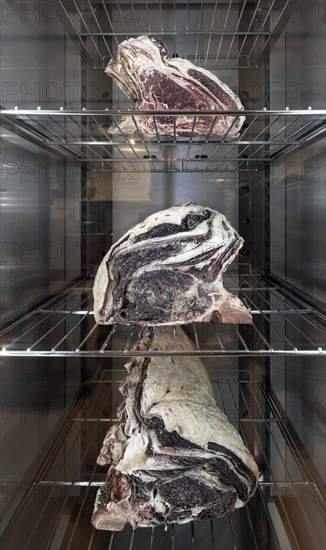 Hung meat cooled