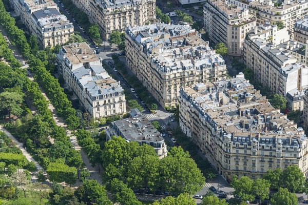 View of houses and streets from Eiffel Tower