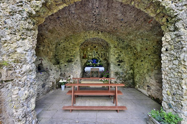 Lourdes grotto at the James church at Hohenberg