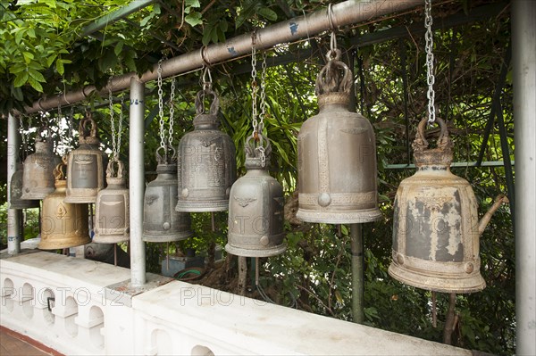 Buddhist prayer bells at Wat Saket Ratcha Wora Maha Wihan