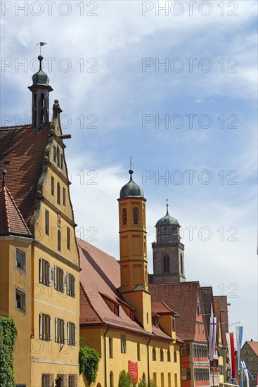 Church of the Holy Spirit in front of the tower of the parish church of St. Georg