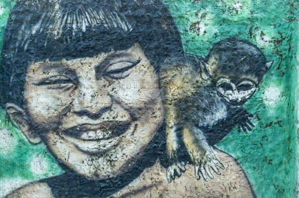 Boy with monkey