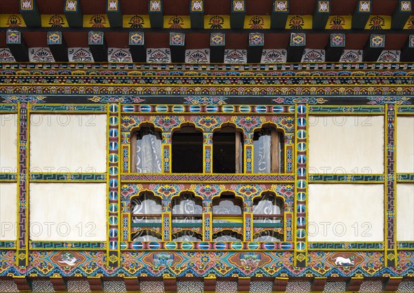 Colorful decorations on windows and doors