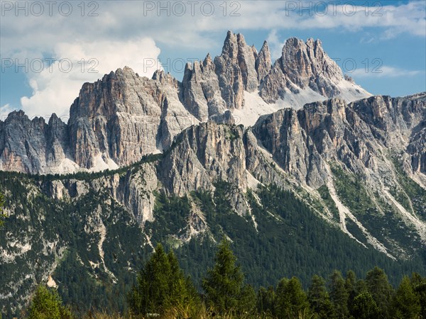 View from the mountain Nuvolau towards rock group Lastoi di Formin