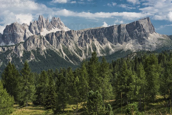 View from the mountain Nuvolau towards rock group Lastoi di Formin