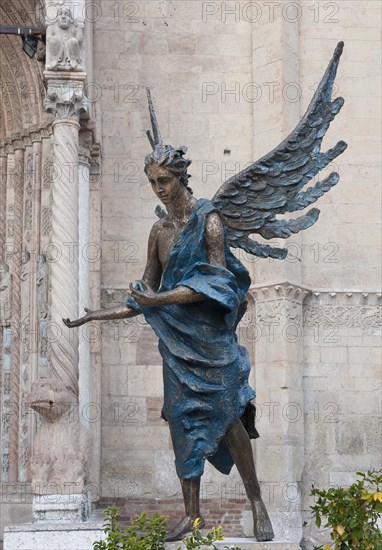 Blue angel in front of Verona Cathedral