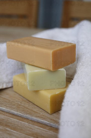 Soap pieces with terry towel