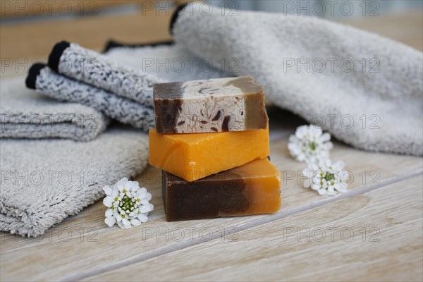 Soap pieces with flowers