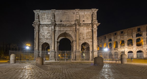 Arch of Costantine and Colosseum by night