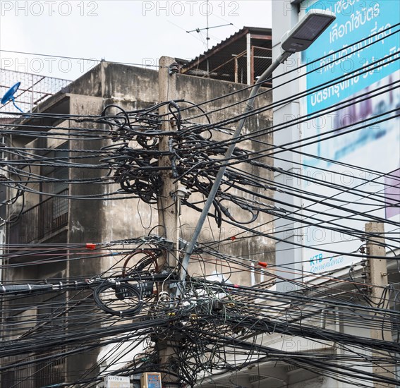 Power lines on utility pole