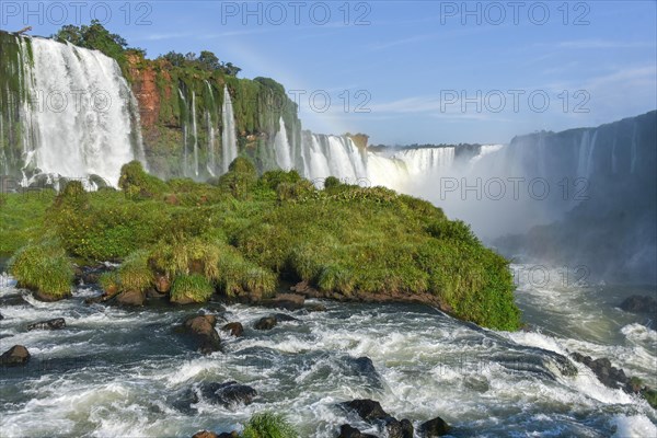 View from the waterfall Salto Santa Maria to the Garganta del diablo with rainbow