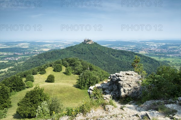 View from the lookout point Zeller Horn across the Zollernalb with Hohenzollern Castle