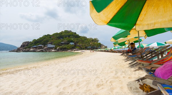 Beach with parasols