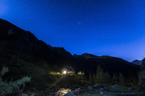 Starry sky above Gollinghutte at night