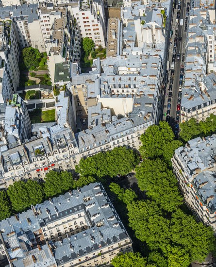 View of houses and streets from Eiffel Tower