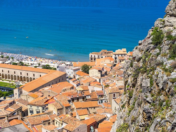 View from the Rocca di Cefalu limestone rock towards the historic centre