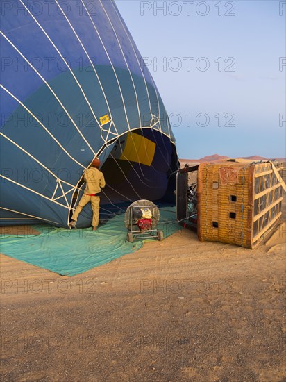 Hot air balloon being filled with air