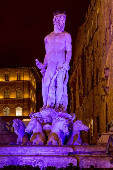 Neptune Fountain in the Piazza della Signoria at night