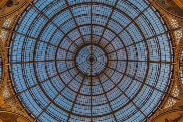 Glass dome over the octagon in the Galleria Vittorio Emanuele II
