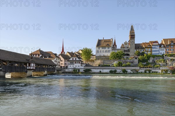 River Reuss with old wooden bridge