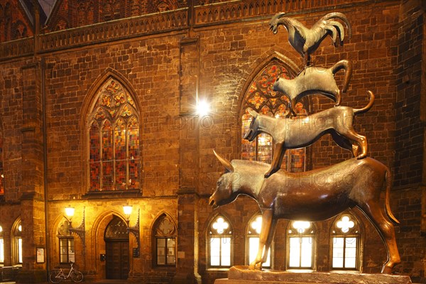 Bremen Town Musicians in the evening