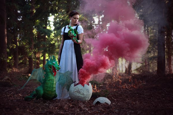 Woman with dragon baby
