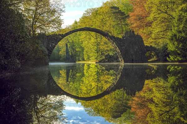 Rakotzbrucke or Teufelsbrucke bridge in Kromlau Park
