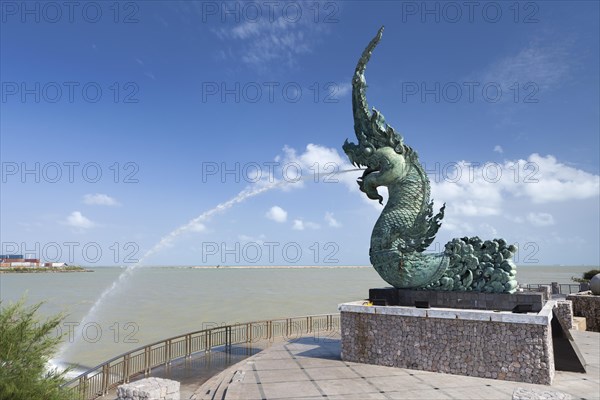Dragon fountain on the promenade in Songkhla
