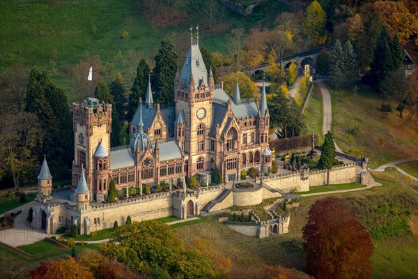 Drachenburg Castle in autumn