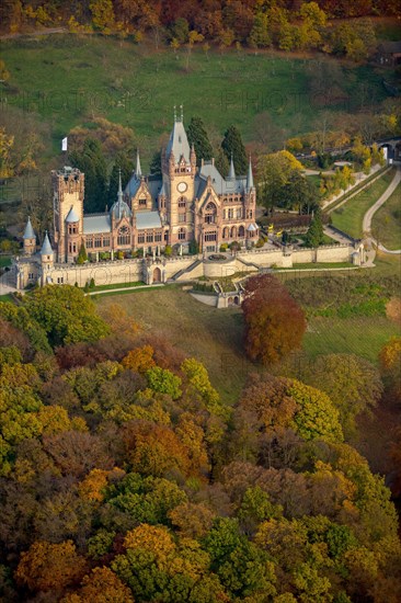 Drachenburg Castle in autumn