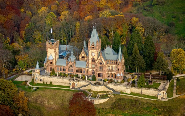 Drachenburg Castle in autumn