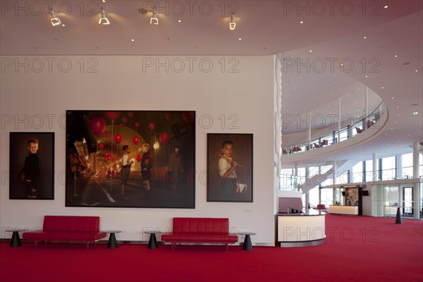 Foyer with modern art