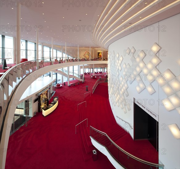 Spacious foyer with decorative light installation