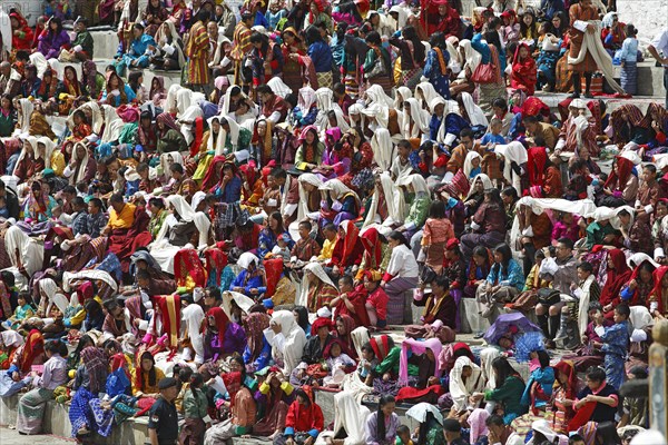 Audience at the Tashichho Dzong monastery festival
