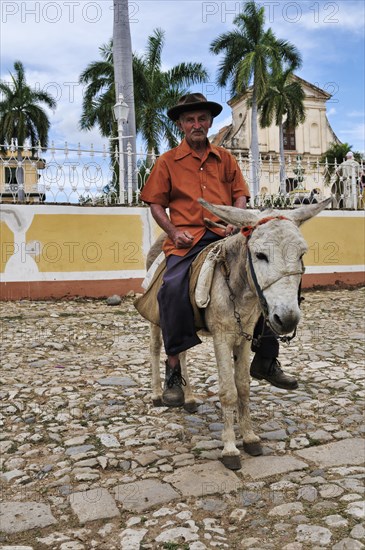 Man riding a donkey