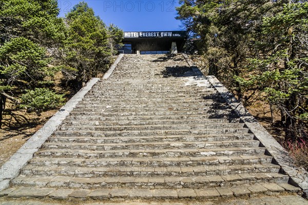 Stairs leading to the Everest View Hotel