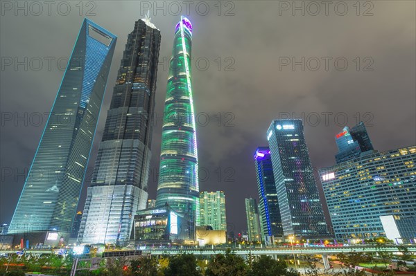 Pudong financial district at night